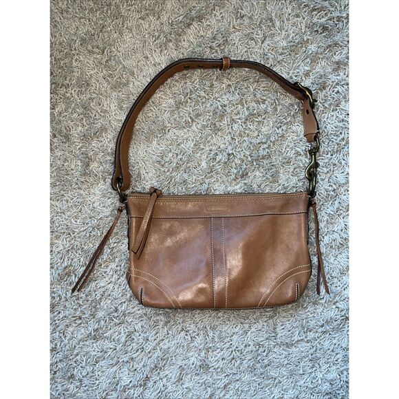 Vintage Coach Vintage Legacy Caramel Tan Leather Buckle Purse Handbag Shoulder B - Picture 1 of 13